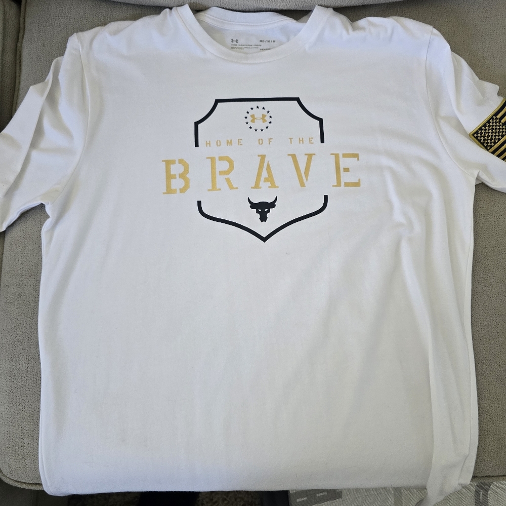 White Graphic T-Shirt with Gold and Black Accents